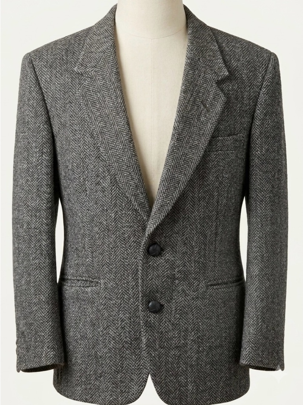 Classic Herringbone Wool-Blend Sport Coat - Gray